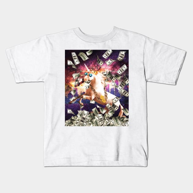 Bling Money Unicorn Thug Kids T-Shirt by Random Galaxy